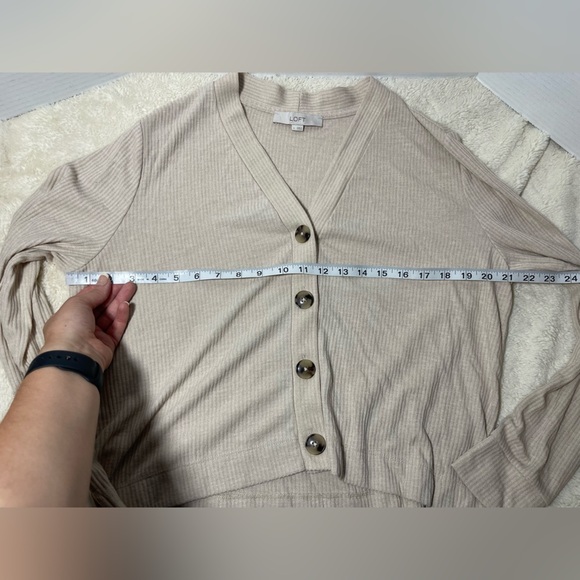 LOFT Beige Ribbed Cardigan - Picture 8 of 8